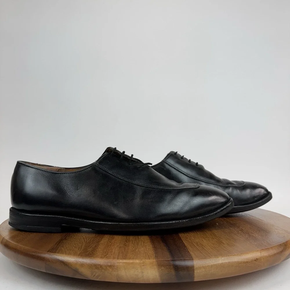 Mens Allen Edmonds Berkeley Black Leather Apron Toe Oxfords Dress Shoes Size 9.5